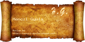 Henczi Gyula névjegykártya